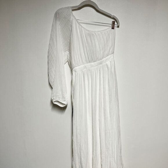 NWT Lulus Always Loving You White Pleated One Shoulder MIDI Dress Sz M Host Pick - Picture 7 of 13